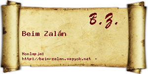 Beim Zalán névjegykártya